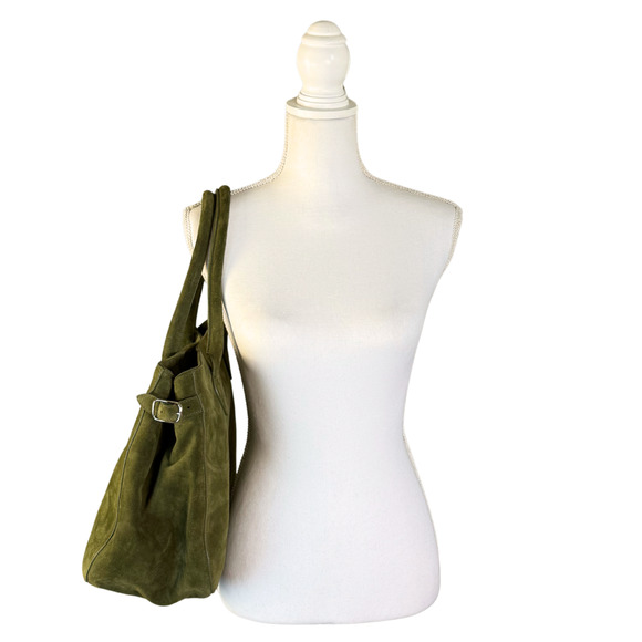 NEW Reformation Oversized Patrizia $598 Green Leccio Suede Tote Travel Bag - Picture 6 of 15